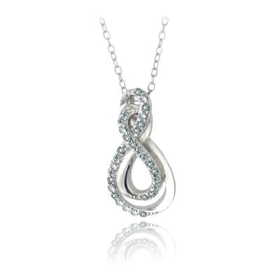 Sterling Silver Blue Topaz Intertwined Infinity Necklace