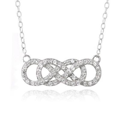 Sterling Silver CZ Double Eternity Necklace