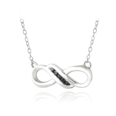 Sterling Silver Black Diamond Infinity Twist Necklace