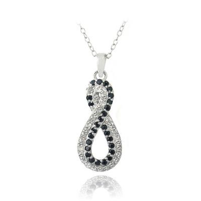 Sterling Silver Black Spinel & White Topaz Infinity Necklace
