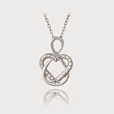 Sterling Silver Diamond Accent Infinity Open Heart Necklace