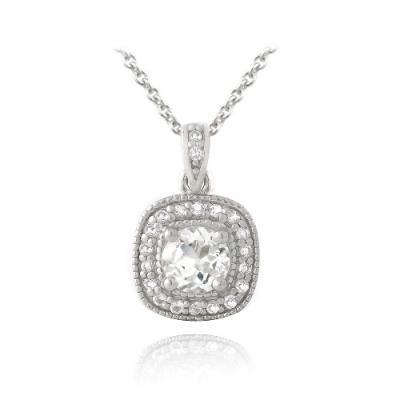Sterling Silver 1.6ct White Topaz Square Necklace