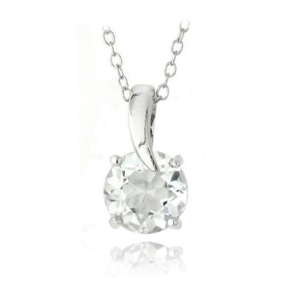 Sterling Silver 2.5ct White Topaz Round Curve Necklace