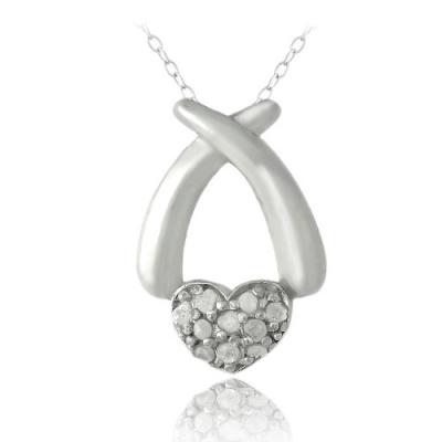 Sterling Silver 1/10ct Diamond X & Heart Necklace