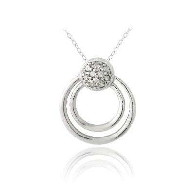 Sterling Silver 1/10ct Diamond Double Circle Necklace
