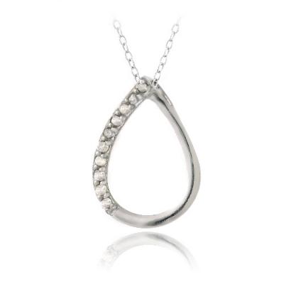Sterling Silver 1/10ct Diamond Open Teardrop Necklace