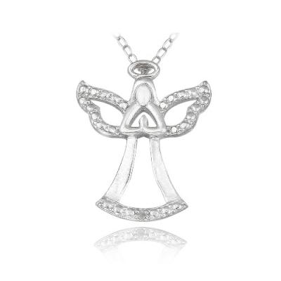 Sterling Silver Diamond Accent Praying Angel Necklace