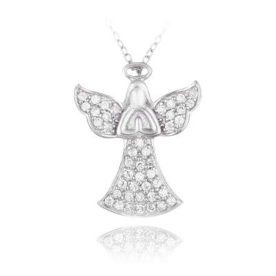 Sterling Silver CZ Praying Angel Necklace