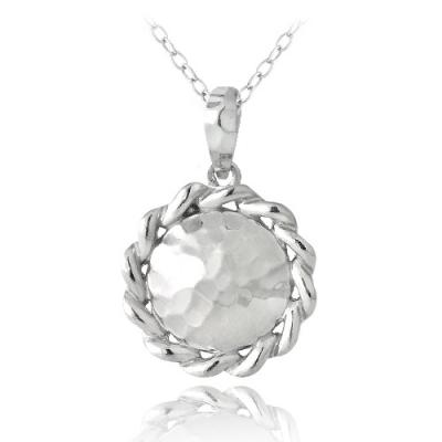 Sterling Silver Hammered Round Necklace