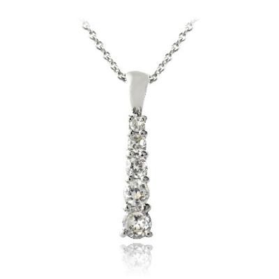 Sterling Silver CZ Graduating Journey Necklace