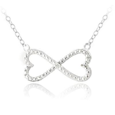 Sterling Silver Diamond Accent Infinity Hearts Necklace