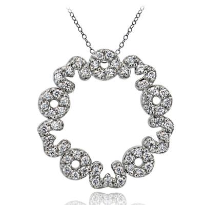 Sterling Silver CZ MOM Eternity Necklace