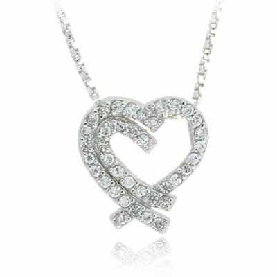 Sterling Silver Simulated Diamond CZ Heart Pendant