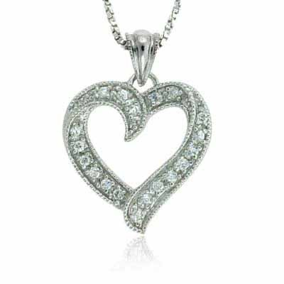 Sterling Silver Simulated Diamond CZ Heart Pendant