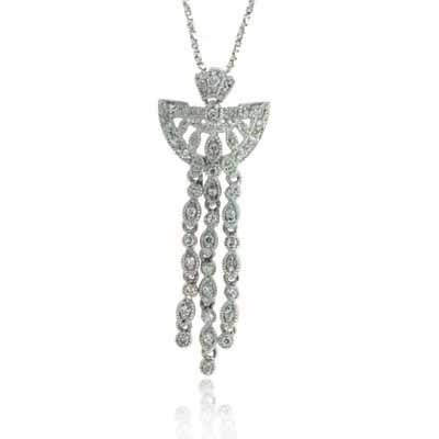 Sterling Silver Simulated Diamond CZ Chandelier Pendant