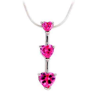 Sterling Silver Created Pink Sapphire Heart Pendant