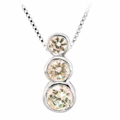 Sterling Silver Past Present and Future Champagne Cubic Zirconia Pendant