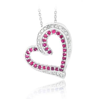 Created Ruby & Diamond Accent Floating Heart Necklace