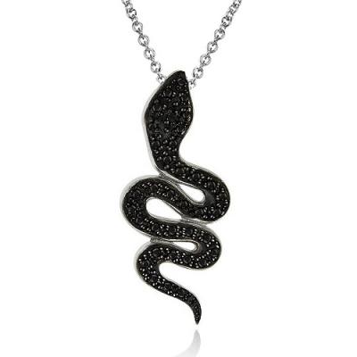 Black Diamond Accent Snake Necklace
