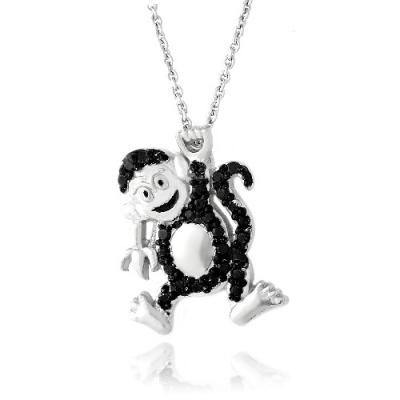 Black Diamond Accent Monkey Necklace