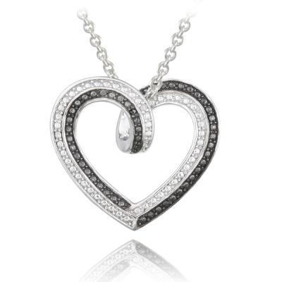 Black & White Diamond Accent Reversible Necklace