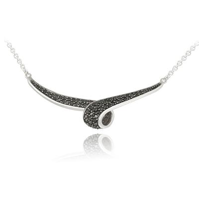 3/4ct Black Diamond Ribbon Twist V Necklace