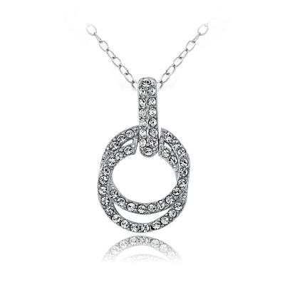 Silver Tone Swarovski Elements Double Circle Necklace
