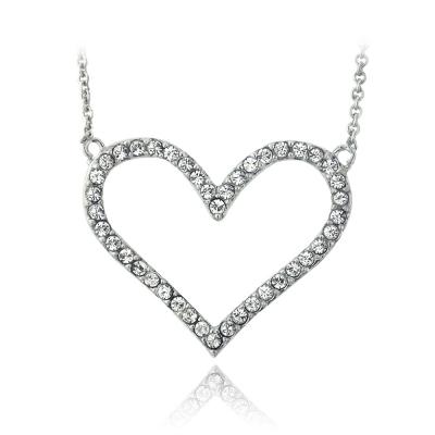 Silver Tone Swarovski Elements Open Heart Necklace