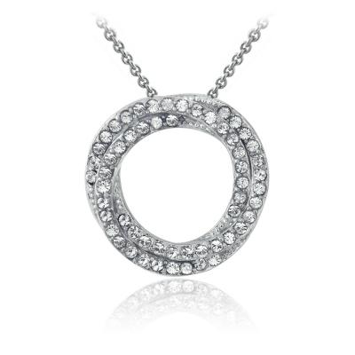 Silver Tone Swarovski Elements Double Eternity Necklace