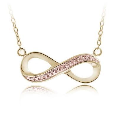 18K Gold over Silver Champagne Diamond Accent Two-Tone Infinity Necklace