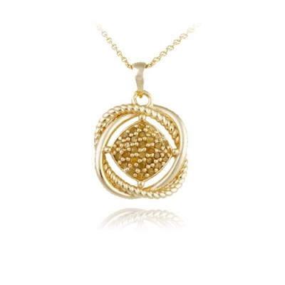 18K Gold over Sterling Silver 1/4ct Yellow Diamond Love Knot Necklace