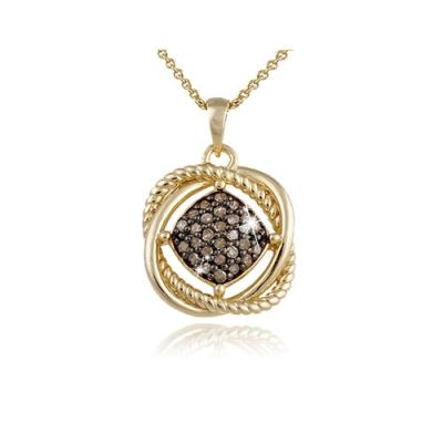 18K Gold over Sterling Silver 1/4ct Champagne Diamond Love Knot Necklace