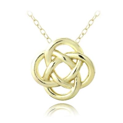 18K Gold over Sterling Silver Love Knot Flower Necklace
