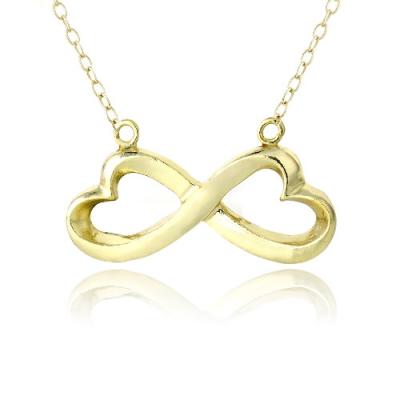 18K Gold over Sterling Silver Polished Infinity Heart Necklace