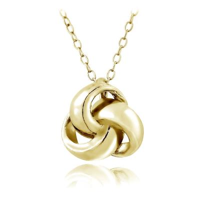 Gold Tone over Sterling Silver Polished Love Knot Necklace