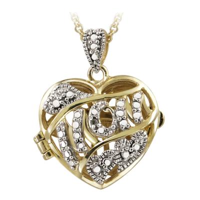 Gold-Tone Diamond Accent MOM  Heart Locket Necklace