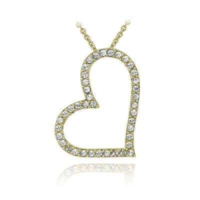 Gold Tone Tone Swarovski Elements Open Floating Heart Necklace