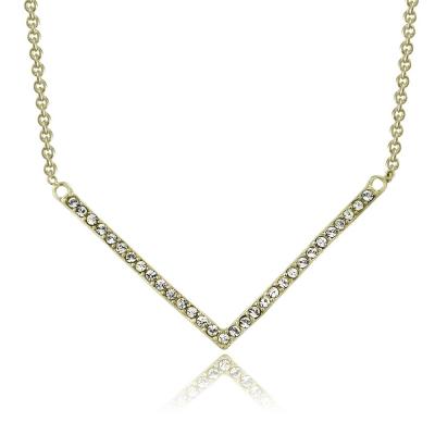Gold Tone Swarovski Elements V Necklace
