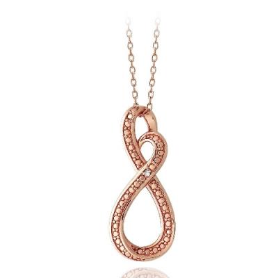 18K Rose Gold over Sterling Silver Diamond Accent Infinity Heart Swirl Necklace