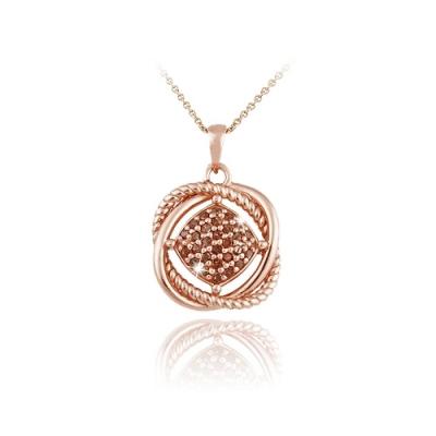 18K Rose Gold over Sterling Silver 1/4ct Red Diamond Love Knot Necklace