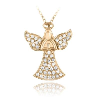 Rose Gold Tone over Sterling Silver CZ Praying Angel Necklace