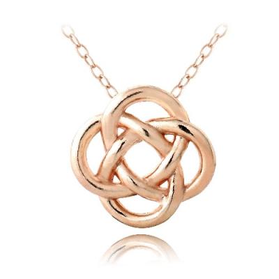 18K Rose Gold over Sterling Silver Love Knot Flower Necklace