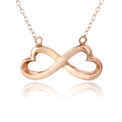 18K Rose Gold over Sterling Silver Polished Infinity Heart Necklace