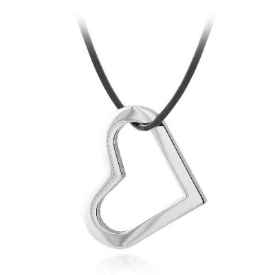 Stainless Steel Floating Open Heart Necklace