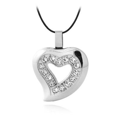 Stainless Steel 1.75ct CZ Heart Necklace