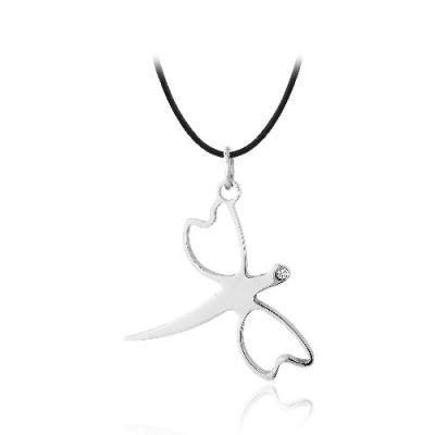Stainless Steel CZ Dragonfly Necklace