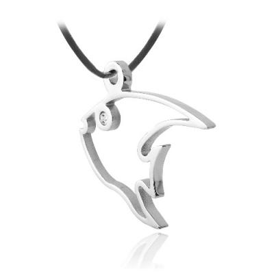 Stainless Steel CZ Angel Fish Necklace