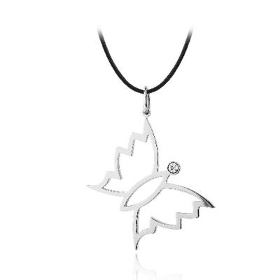 Stainless Steel CZ Butterfly Necklace
