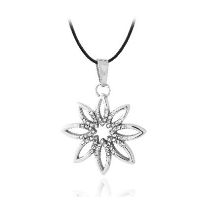 Stainless Steel CZ Flower Necklace