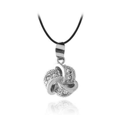 Stainless Steel CZ Love Knot Necklace
